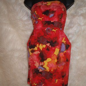 NEW YORK&COMPANY Red Multi colored knee length dress